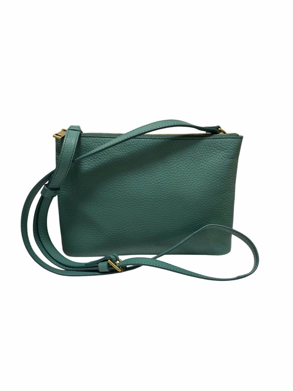 Fossil Pebbled Green Leather Crossbody Handbag
